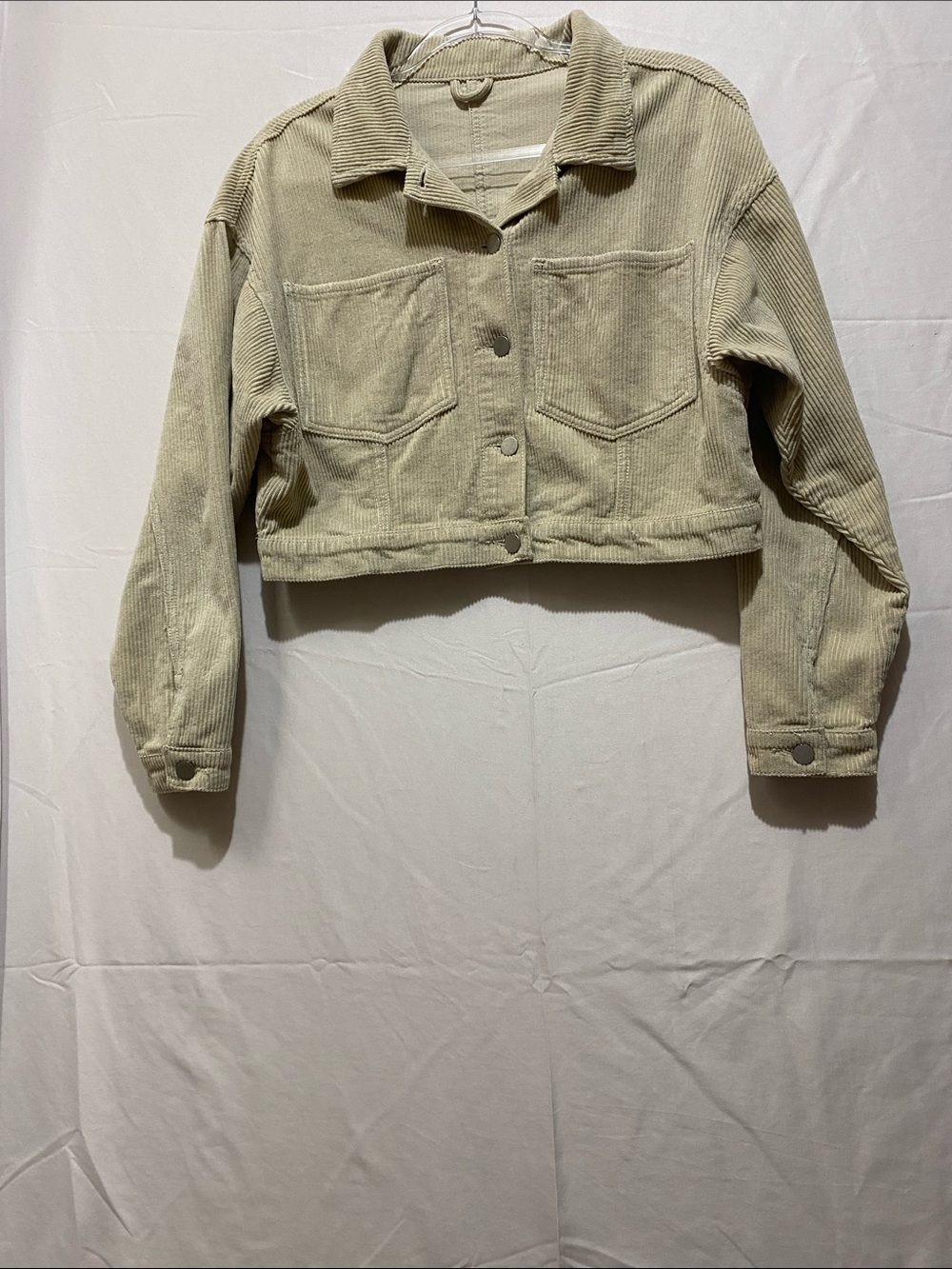 SHEIN Cropped Corduroy Trucker Jacket - Beige